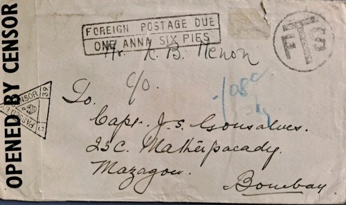 Ww2 ceylon 1942 postage due - ceylon,