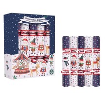 10 Cute Christmas Crackers Santa Friends Family Dinner Cracker 12Inch Blue White