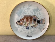 Vintage KAISER Porcelain West Germany EXOTIC FISH Hawkfisk Signed COASTER Plate