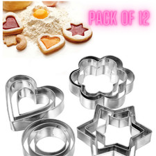 12Pcs Cookie Cutter Set Stainless Steel For Cake Baking Cookies Pastry Biscuit