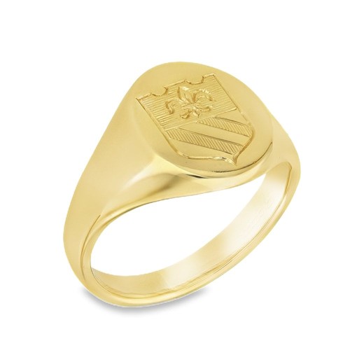 9ct yellow gold crest signet - yellow,