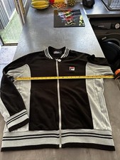 retro fila settanta track top Jacket Black White Small 80s Casuals Vintage Borg