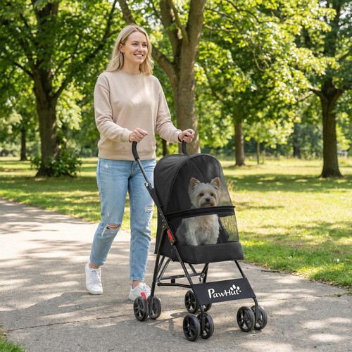 Pawhut foldable dog stroller - dog,