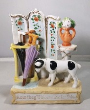 ANTIQUE  RARE FAIRING CHINA FIGURE OF A DOG  " HOW THEY'LL BLAME ME FOR THIS " 