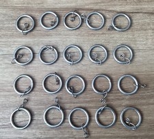 Metal Curtain Rings With Loose Loops, Silver, x20, Suitable For 22-25mm Poles.
