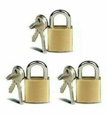 3x20MM BRASS PADLOCK SUITCASE LUGGAGE TRAVEL BIKE GYM BAG LOCKER KEY LOCKS