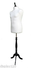 DELUXE MALE Dressmakers Dummy Mannequin Tailors CREAM Bust BLACK Stand 