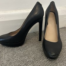 Guess Designer Black Block Platform Court Shoes - Size Eur 37 UK 4
