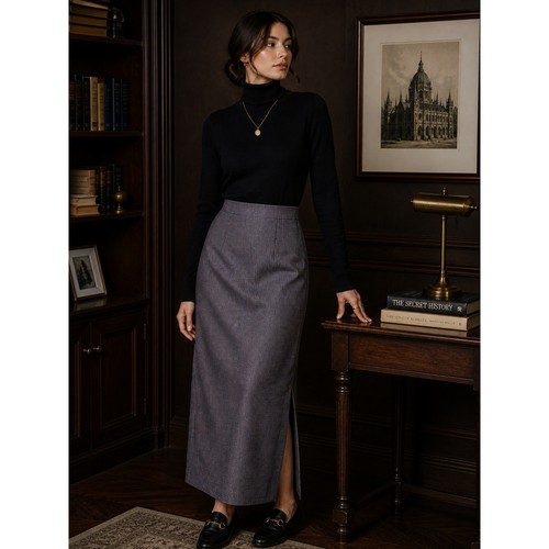Vtg houndstooth maxi skirt - vtg,
