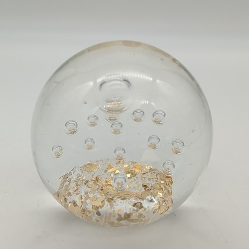 Vintage glass paperweight gold - vintage,