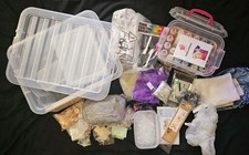 CRAFTING JOB LOT BUTTONS GLITTER TIE DYE FEATHERS CROSS STITCH