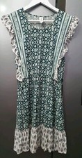 Tigerlily Short Frilled Prairie Dress UK8 EU36 US4 Green Floral Bohemian No Belt