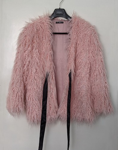 Pink shaggy faux - fur, jacket