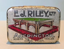 Vintage E.J Riley Accrington Snooker Cue Tin Advertising Shop Display Antique