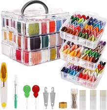 Embroidery Floss Thread Set 150 Colours Cross Stitch Kit & Organiser Storage Box