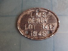 LMS Derby Builders Coach Wagon Plate Worksplate Carriage 1946 Lot 1417