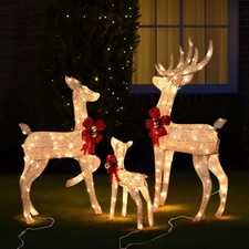 4FT Christmas Reindeer Outdoor LED Large Garden Xmas Decoration Bundle Set of 3