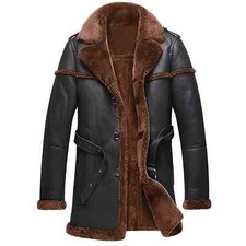 RAF BOMBER REAL LEATHER ARMY JACKET SHEEPSKIN SHEARLING FUR STYLE FOR MEN COAT
