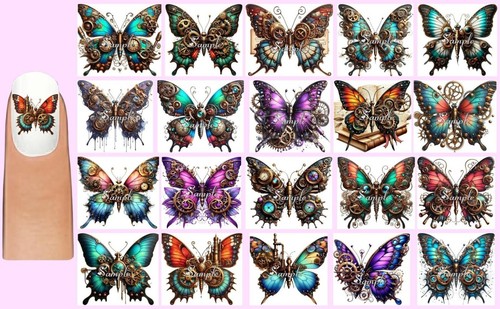 60x steampunk butterflies nail - 60x,