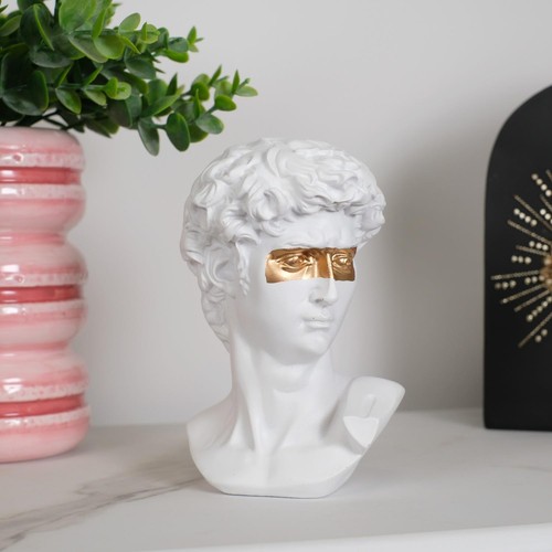 Small white and gold masked - white,