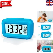 Sleek Blue LED Alarm Clock