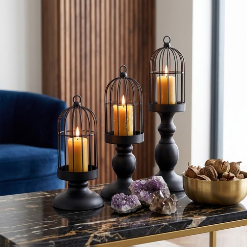 3pcs gothic birdcage candle - gothic,