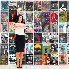 ROCK MUSIC CONCERT POSTERS VINTAGE PRINTS GIG RETRO A4 FULLY LAMINATED SET 4