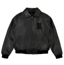 Men's Avirex Black Real Leather Jacket PILOT FLIGHT AMERICAN BOMBER JACKET