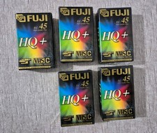x5 Fuji VHS C Camcorder Tape HQ+ EC-45 Minutes PAL SECAM Compact Video Cassettes