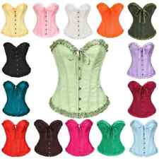 Vintage Basques Women Sexy Jacquard Floral Boned Corsets Overbust Bustiers Top