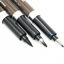 NEW Japanese 3 Size Calligraphy Pens Black Brush Set Fine, Med, Broad - UK!