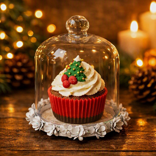 Christmas cupcake glass - cupcake,