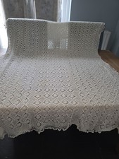 Vintage Cream Crochet  Tablecloth 49x74  Inches