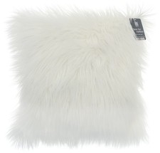 Mongolian Faux Fur Long Pile Glitter Cushion Cover Sofa Scatter 45x45cm White