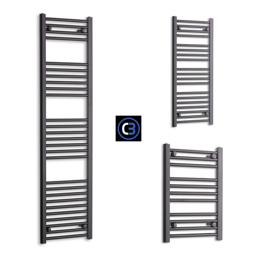Matt black heated towel rail - black,