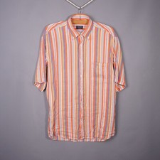 Paul & Shark - Medium - Linen Blend Button Down Short Sleeve Shirt Striped Jazzy