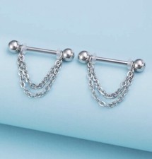2  Nipple Bars With Chains -