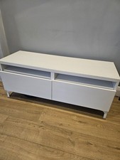 IKEA Besta White TV Bench / Unit 120x42x74cm With White Gloss Doors