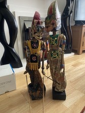 2 Vintage Wayang Golek rod puppet, traditional form of puppet theatre 22 inch