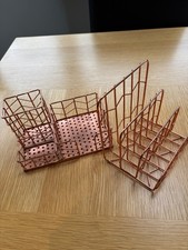 2 Pieces John Lewis House Rose Gold  Letter Rack / pen pot  For Office Desk