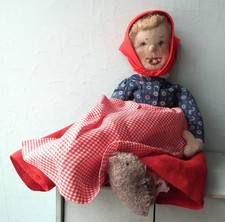 Vintage handmade cloth rag doll old woman OOAK art primitive Russian folk style