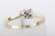 Diamond Ring Antique 585 14k Yellow Gold Solitaire Size 51 Excellent *