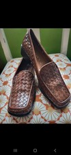 60s DEADSTOCK Basket Weave Italian Leather Shoes Sz4