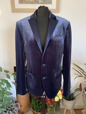 ASOS Man Blue Velvet Blazer Jacket Tuxedo Men Dinner Tux - Size 38