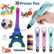 3D Printing Pen Set Doodle PLA Filament Printer Drawing 12 Colours Kids gift UK