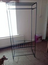 Argos Home Clothes Rail with Two Shelves Black Metal Wardrobe 