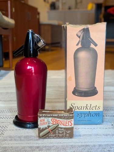 Vintage soda syphon - soda, red