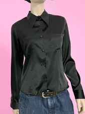 Black Satin 70s Style Shirt