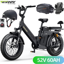 NEW TESWAY X5 PRO 52V 60Ah Electric Bike 20"Cargo E-Bike E-MTB 320km NFC Shimano
