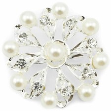 NEW SILVER PEARL BROOCH PINS